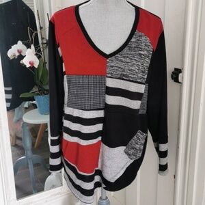 Claire France geometric abstract print. With pocket. Size 2X